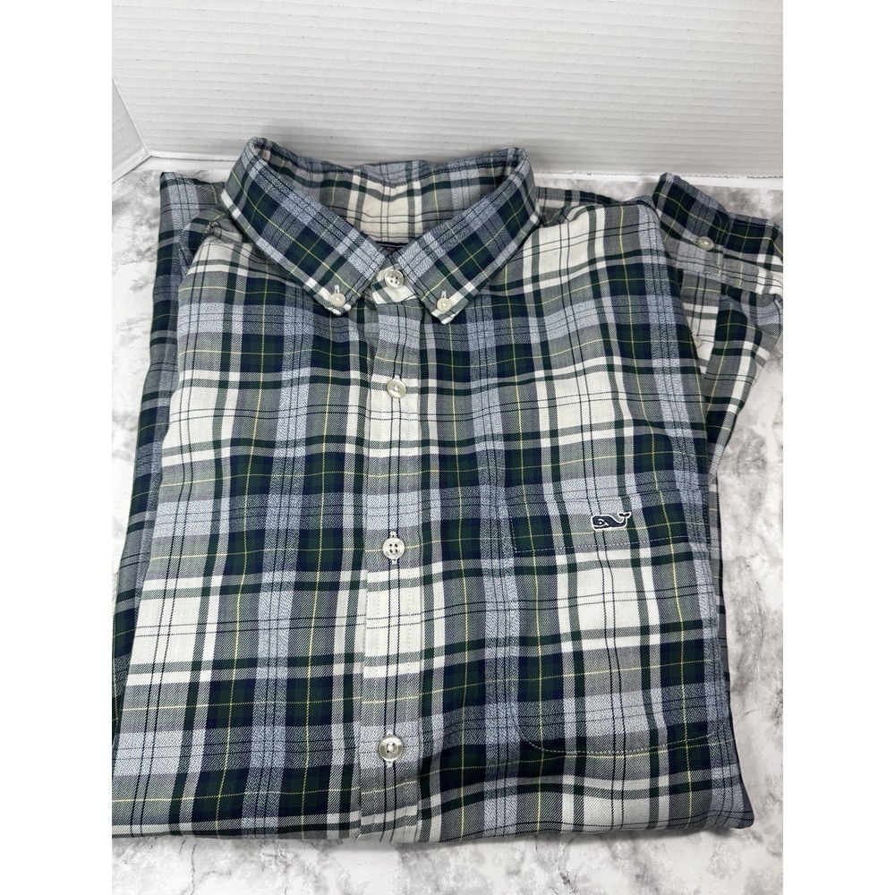 Vineyard Vines Classic Fit Tucker Blue Plaid Button Down Shirt Men's 2XL Preppy